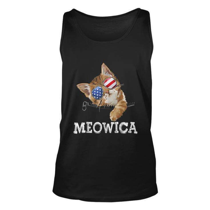 Meowica American Flag Cool Joke Cat Sunglusses 4Th Of July Unisex Tank Top