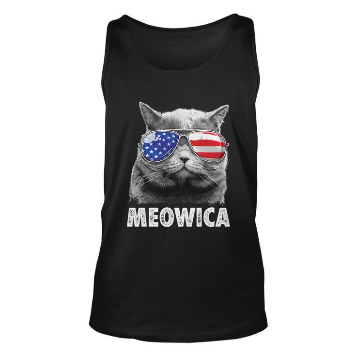 Meowica Cat 4Th Of July Merica Men Women Usa American Flag Unisex Tank Top