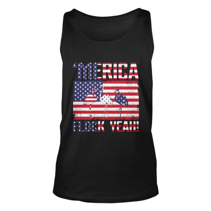 Merica Flamingo Usa Flag 4Th Of July Flock Yeah Graphic Plus Size Shirt Unisex Tank Top