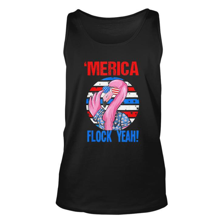 Merica Flock Yeah 4Th July Funny Patriotic Flamingo Unisex Tank Top