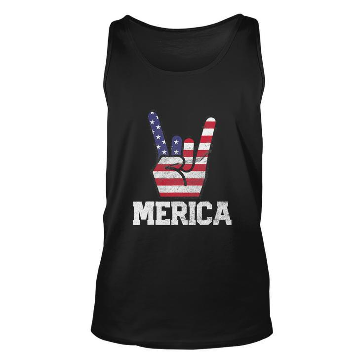 Merica Rock Sign 4Th Of July Vintage American Flag Unisex Tank Top