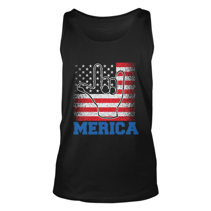 Merica Rock Sign 4Th Of July Vintage Plus Size Graphic Shirt For Men Women Famil Unisex Tank Top