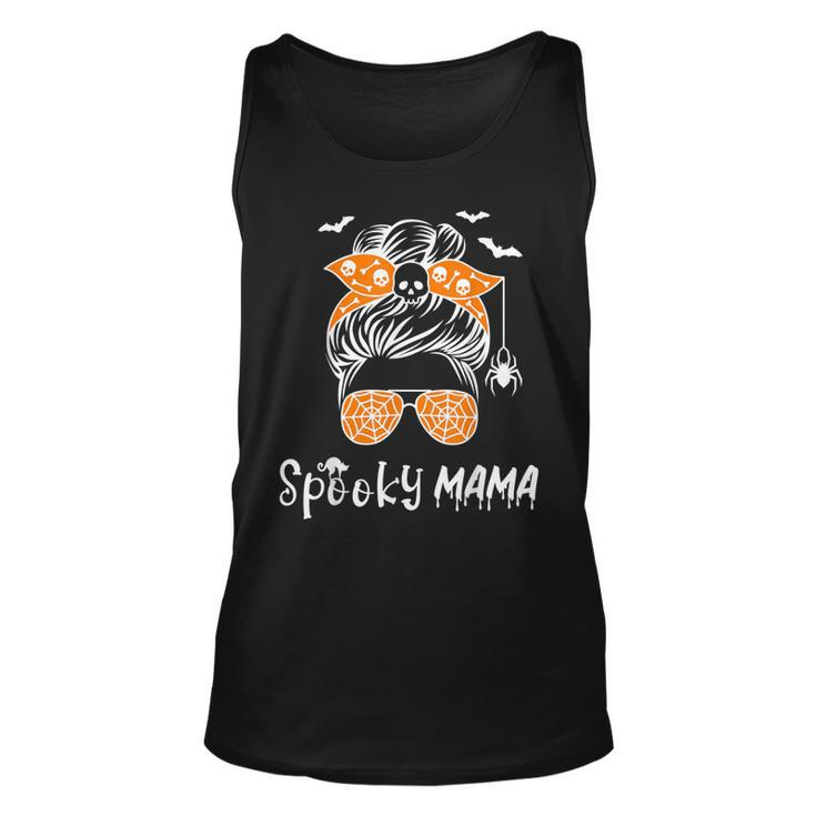 Messy Bun Spooky Mama Mom Funny Halloween Costume Skull  V2 Unisex Tank Top
