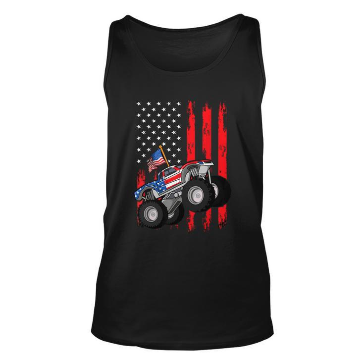 Monster Truck American Flag Racing Usa Patriotic Unisex Tank Top