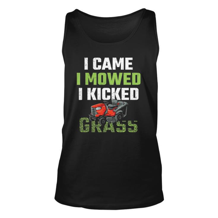 Mens I Came I Mowed I Kicked Grass Lawn Mowing Gardener Tank Top