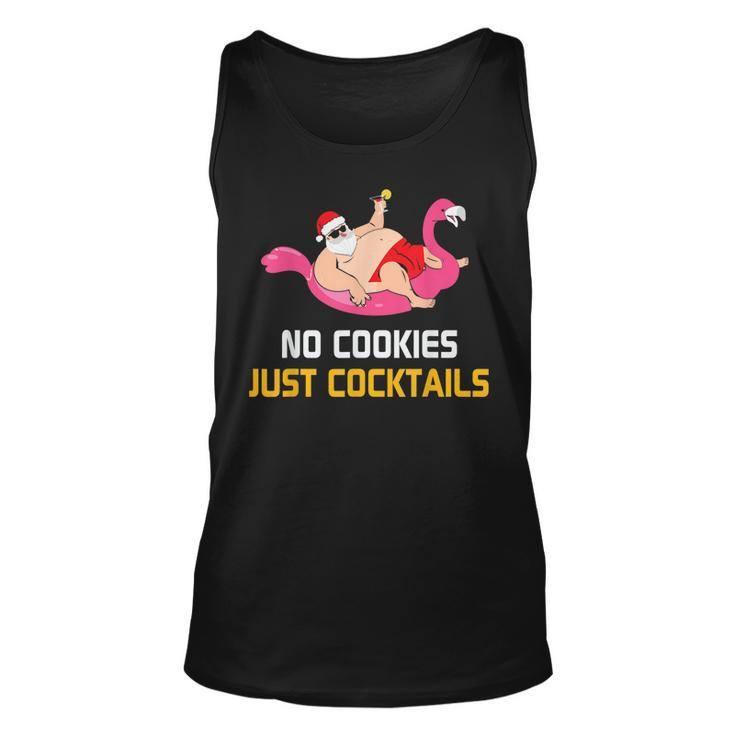 No Cookies Just Cocktails Funny Santa Christmas In July   Unisex Tank Top