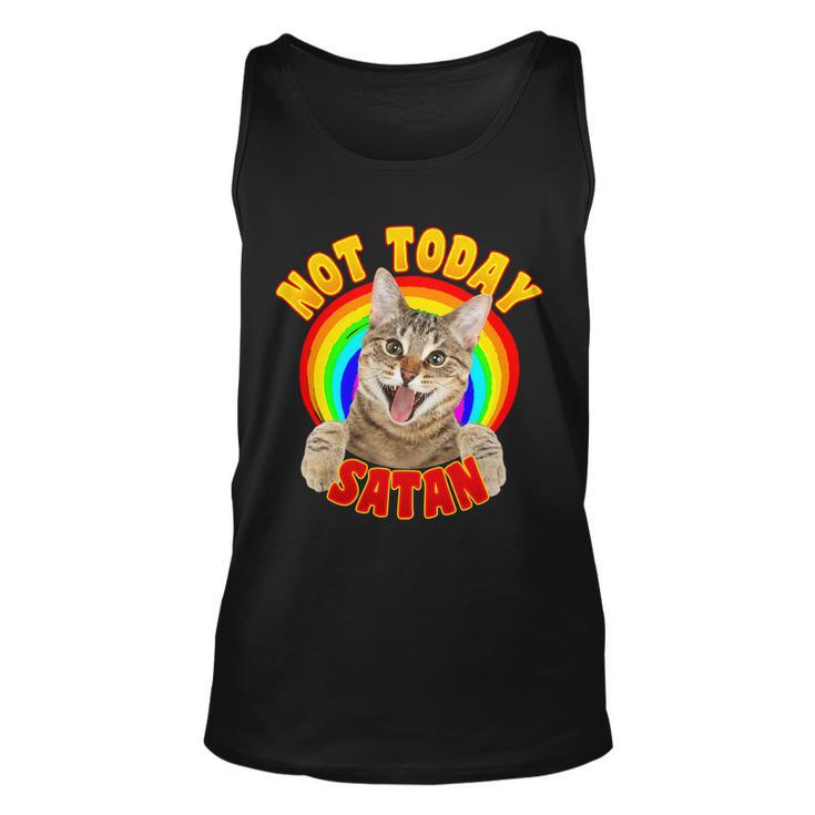 Not Today Satan Funny Cat Rainbow Unisex Tank Top