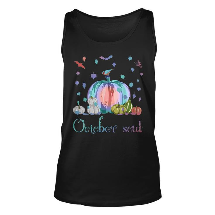 October Soul Funny Magic Halloween Pumpkin Fall Thanksgiving  Unisex Tank Top