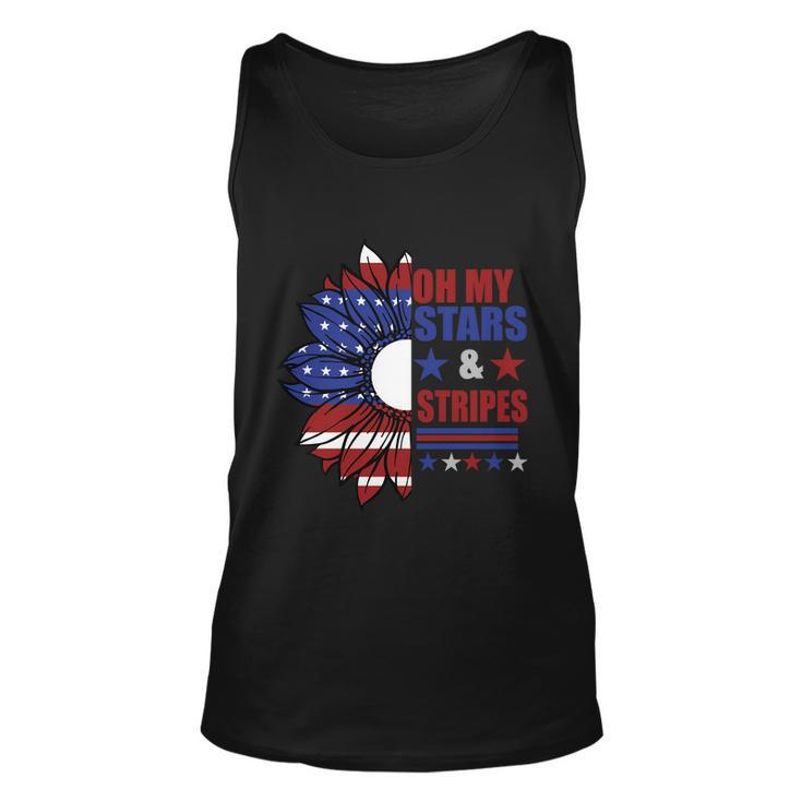 Oh My Stars Stripes Sunflower America Flag 4Th Of July Unisex Tank Top