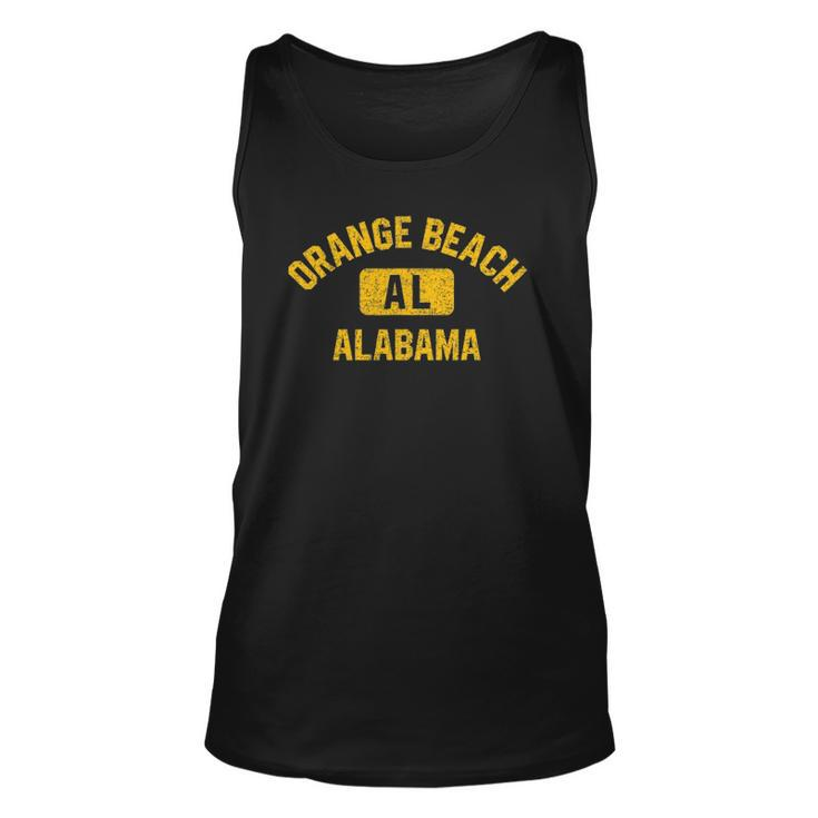 Orange Beach Al Alabama Gym Style Distressed Amber Print Unisex Tank Top