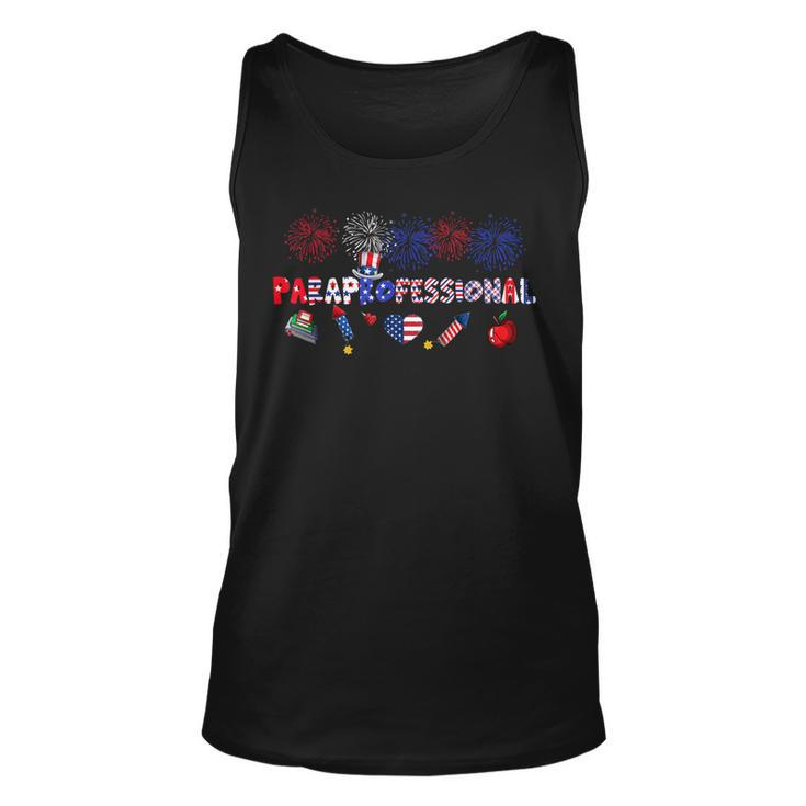 Paraprofessional Proud American Flag Fireworks 4Th Of July  Men Women Tank Top Graphic Print Unisex