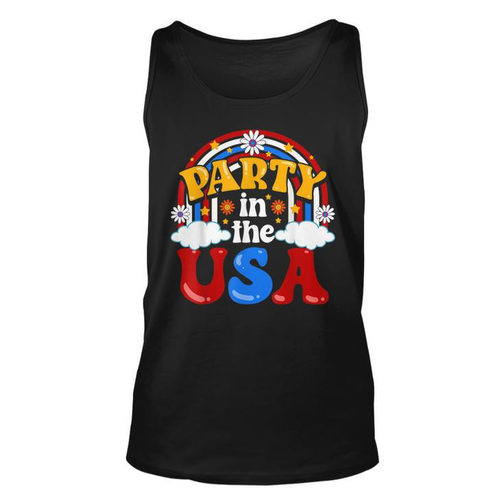Party In The Usa Vintage Daisy Flowers 4Th Of July Patriotic  Unisex Tank Top