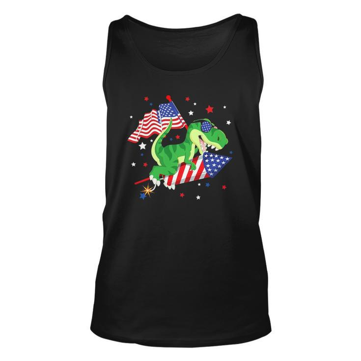 Patriotic Dinosaur Fireworks &8211 Usa American Flag 4Th Of July Tank Top
