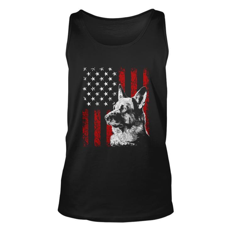 Patriotic German Shepherd American Flag Dog Gift V2 Unisex Tank Top