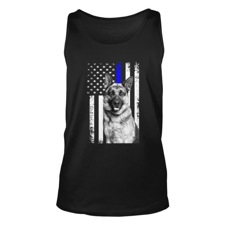 Patriotic German Shepherd Dog American Flag Thin Blue Line Gift Unisex Tank Top