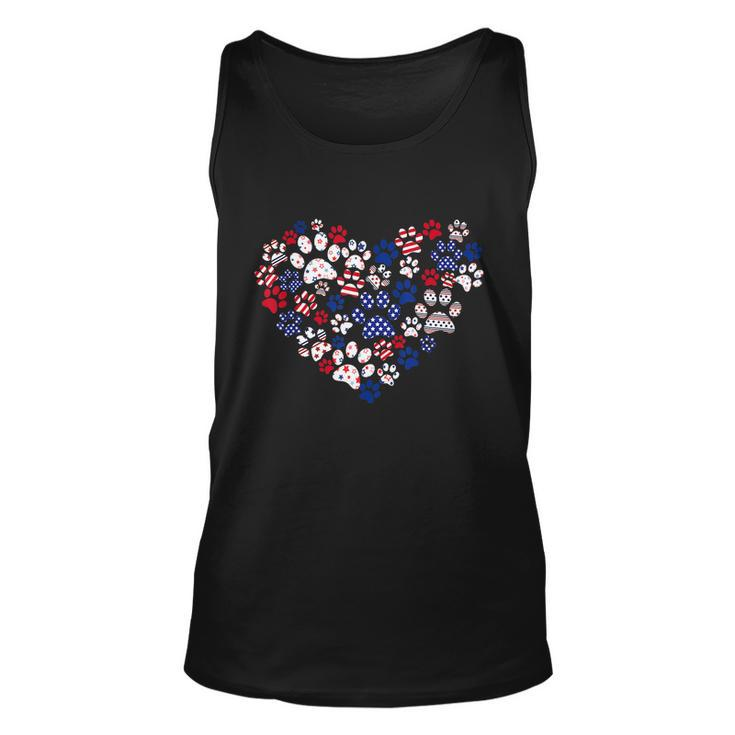 Patriotic Heart American Flag 4Th Of July Dog Paw Prints Unisex Tank Top
