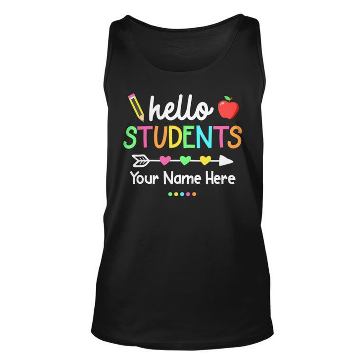 Personalized Teacher Shirt Back To School Hello Students Unisex Tank Top