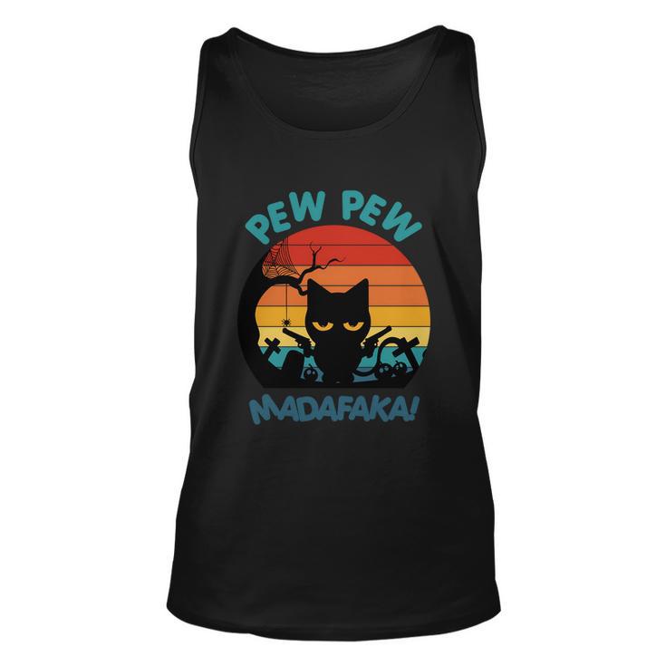 Pew Pew Madafaka Cat Halloween Quote Unisex Tank Top