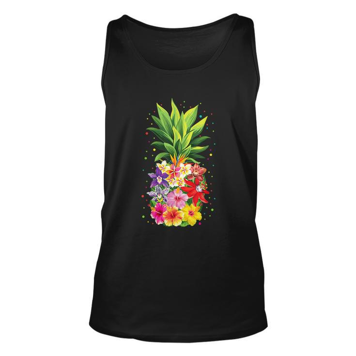 Pineapple Flowers Aloha Hawaii Vintage Hawaiian Floral Women Unisex Tank Top