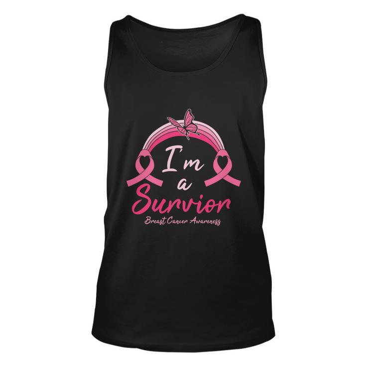 Pink Ribbon Butterfly Heart Im A Survivor Breast Caner Unisex Tank Top