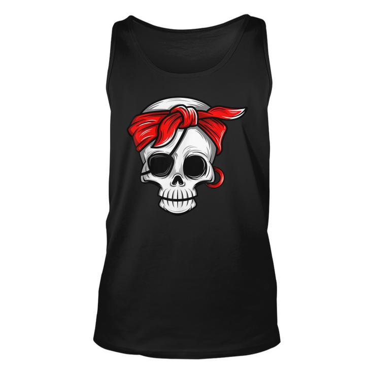 Pirate Dead With Eye Patch Red Bandana Halloween Diy Costume  Unisex Tank Top