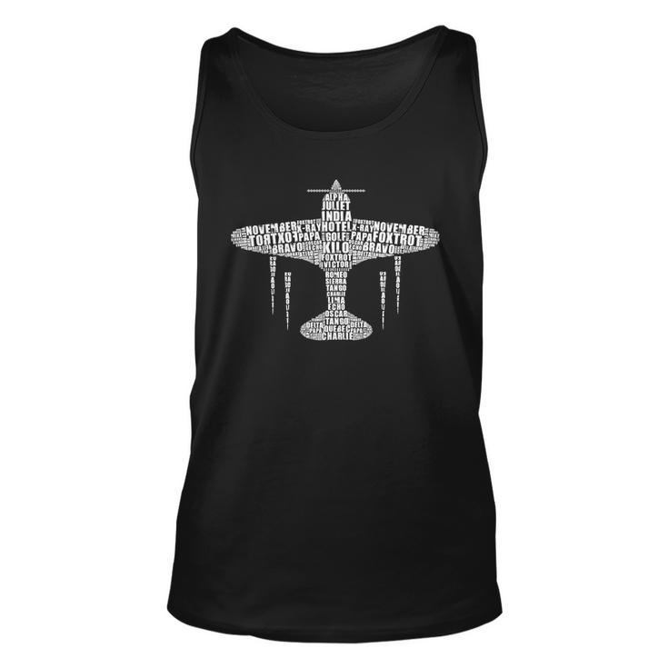 Plane Phonetic Alphabet Unisex Tank Top