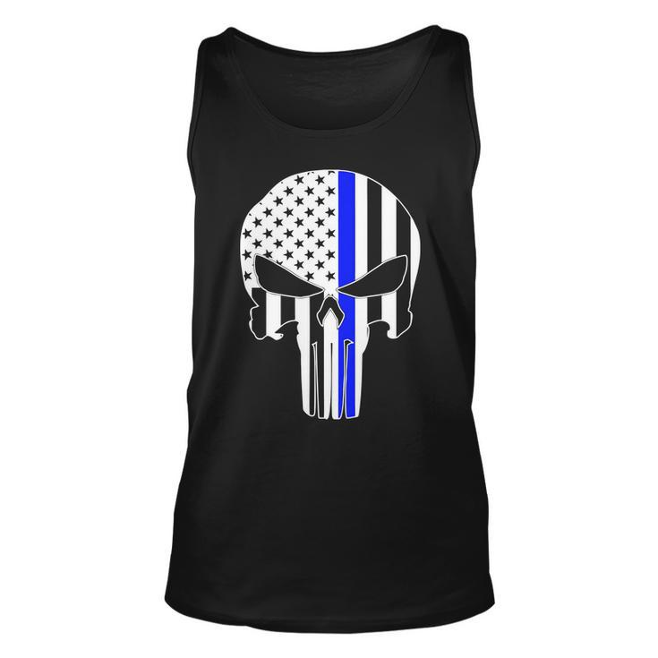 Police Usa Skull Thin Blue Line Tshirt Unisex Tank Top