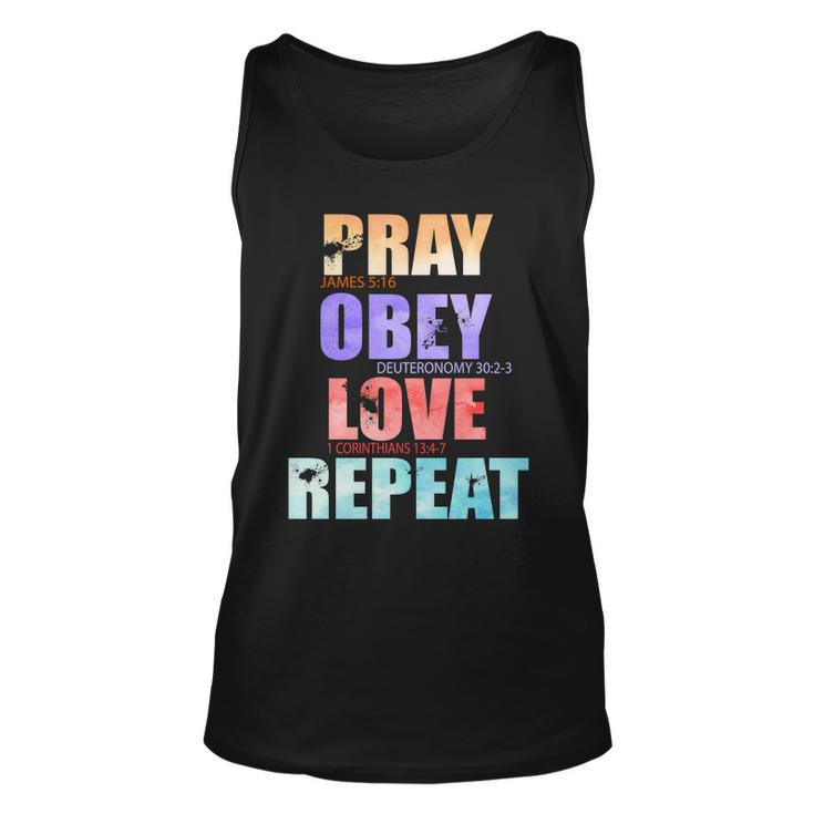 Pray Obey Love Repeat Christian Bible Quote Unisex Tank Top