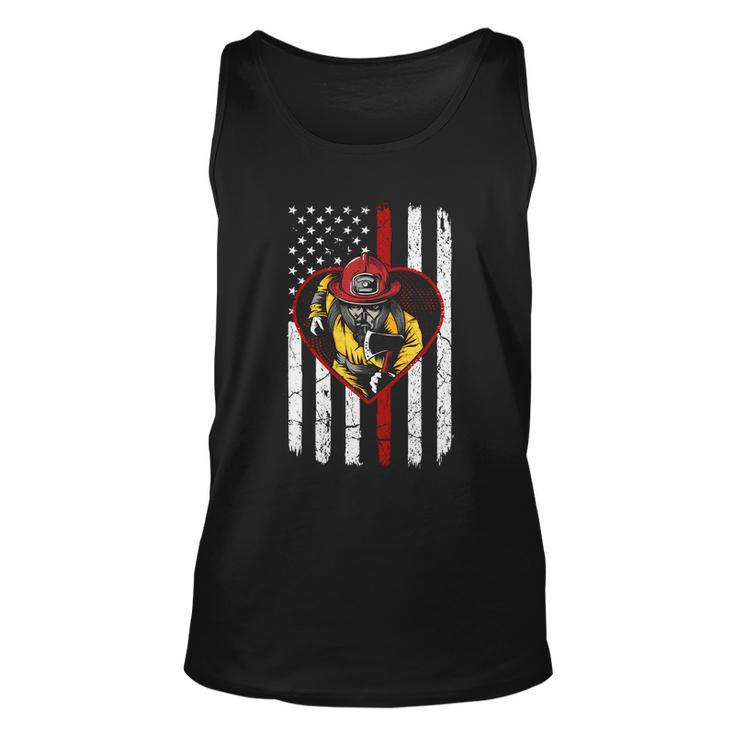 Proud To Be A Firefighter Usa American Flag Thin Red Line Unisex Tank Top