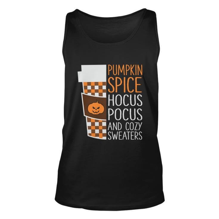 Pumpkin Spice Hocus Pocus And Cozy Sweaters Halloween Quote Unisex Tank Top