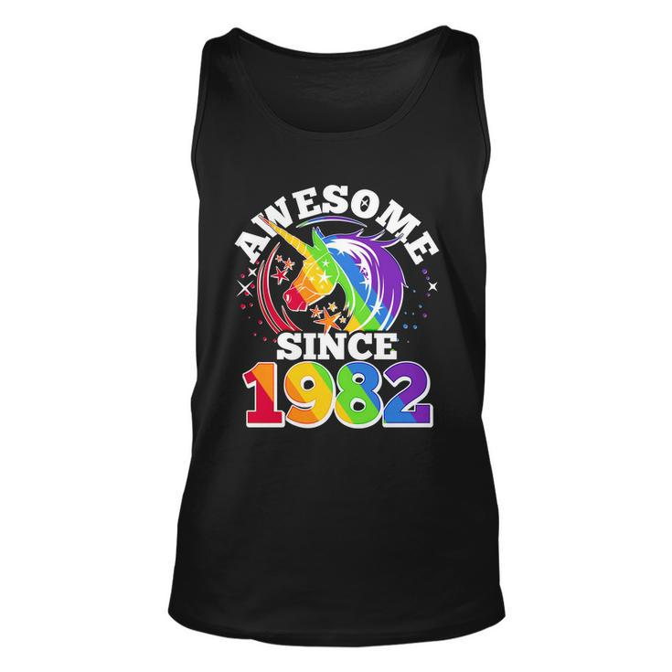 Rainbow Unicorn Awesome Since 1982 40Th Birthday Unisex Tank Top
