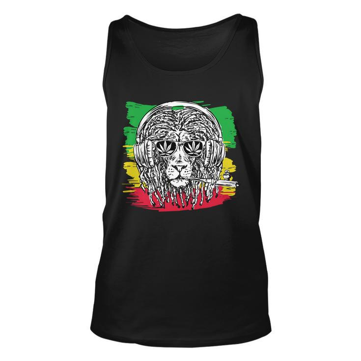 Rasta Lion With Glasses Smoking A Joint Unisex Tank Top