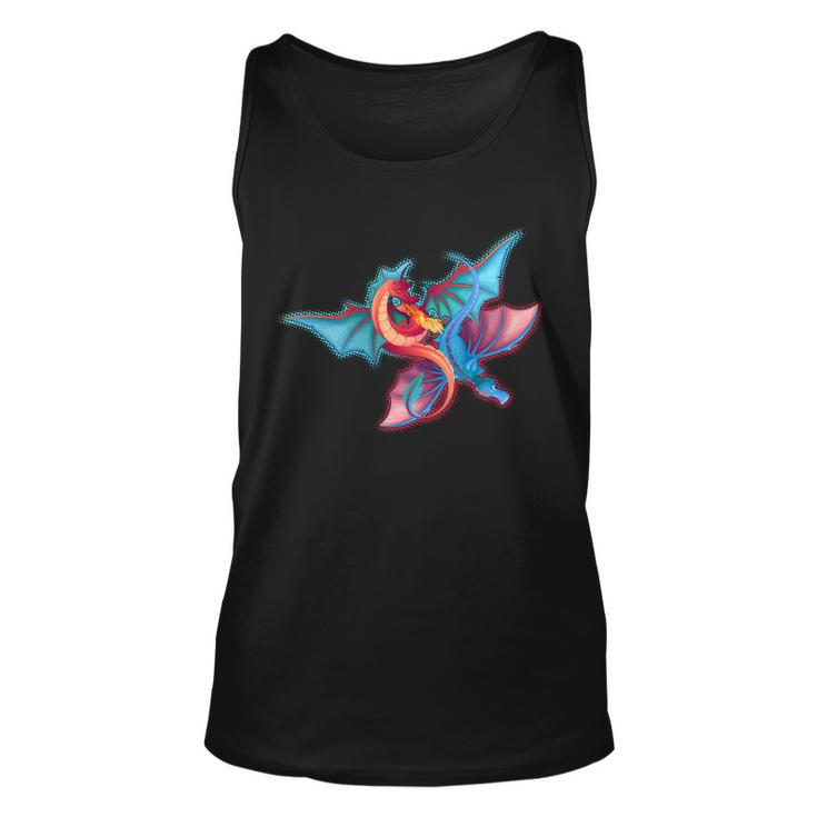 Red And Blue Flying Dragons Unisex Tank Top