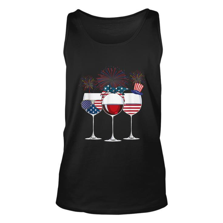 Red White And Blue Wine Glass 4Th Of July V2 Unisex Tank Top