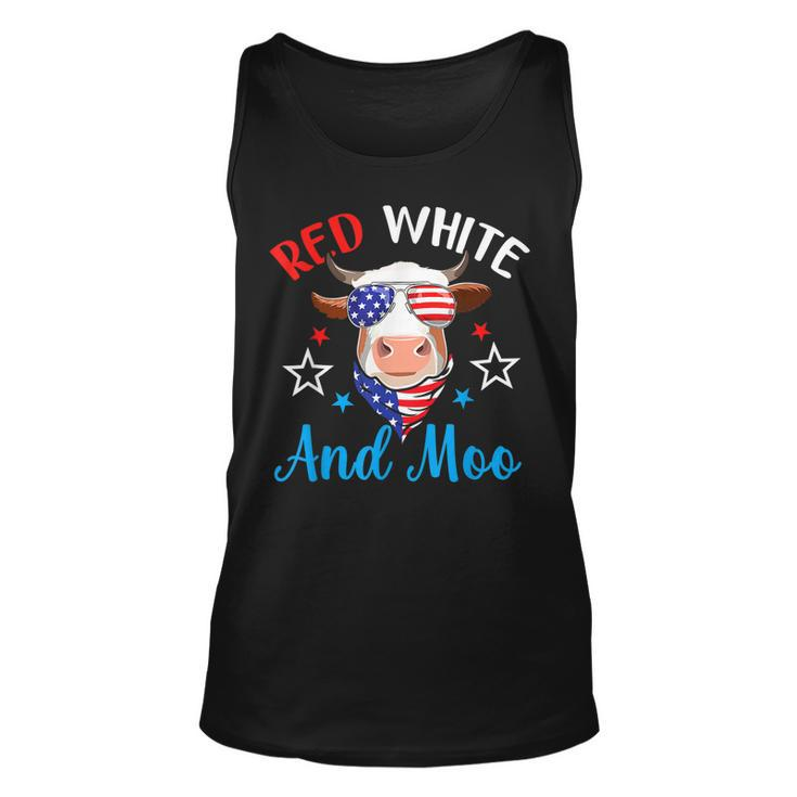 Red White And Moo 4Th Of July Cow Usa Flag Farmer Patriotic  V2 Unisex Tank Top