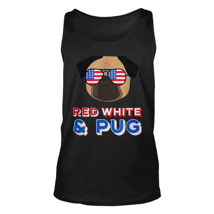 Red White And Pug  Funny Usa Dog 4Th July   Unisex Tank Top