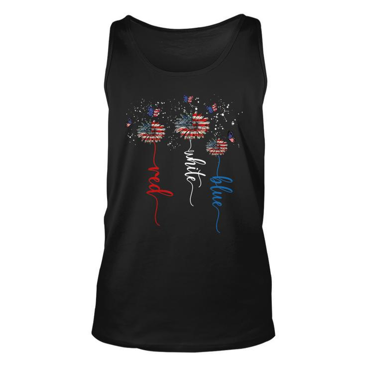 Red White Blue Sunflower Butterfly Patriotic 4Th Of July  V2 Unisex Tank Top
