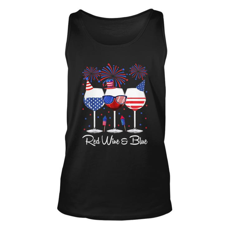 Red Wine & Blue 4Th Of July Wine Red White Blue Wine Glasses V4 Unisex Tank Top