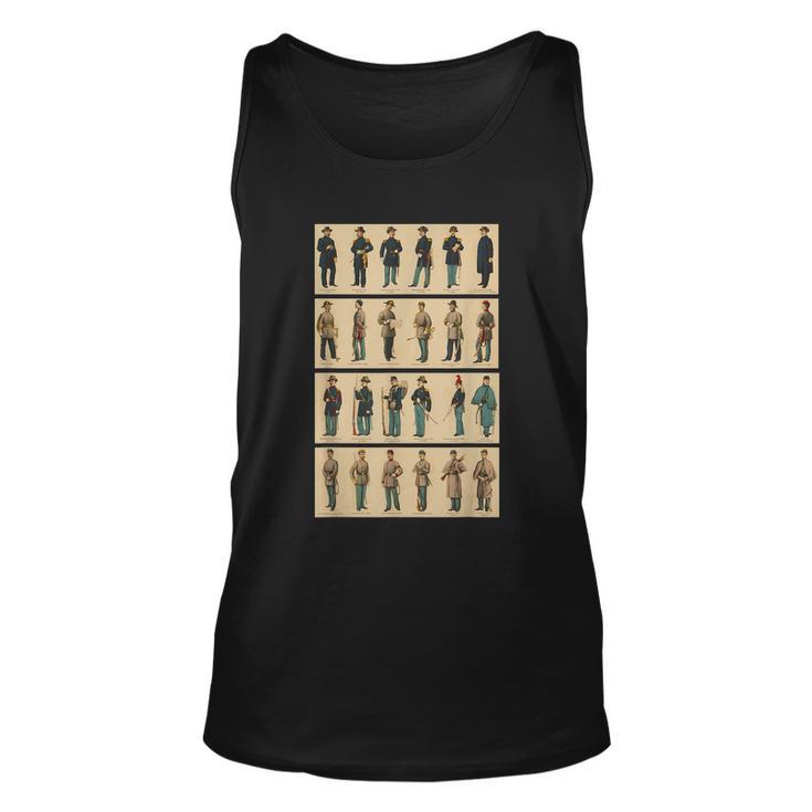 Retro Art Usa Military History Dress Guide Vintage Civil War Unisex Tank Top