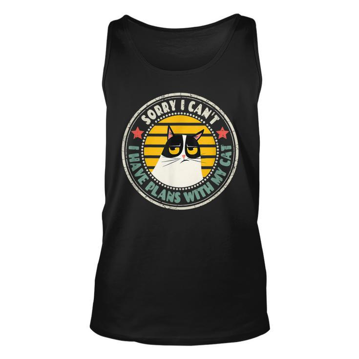 Retro Cat Im Sorry I Cant I Have Plans With My Cats  Men Women Tank Top Graphic Print Unisex