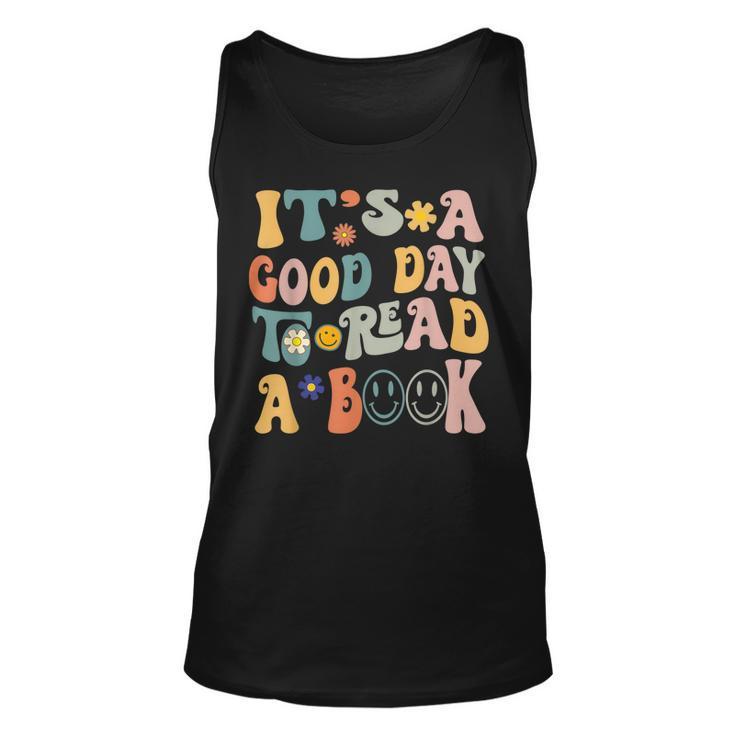Retro Groovy National Read A Book Day Funny Book Lover  Unisex Tank Top