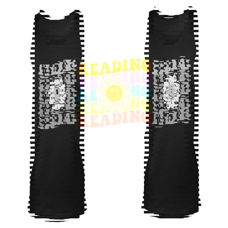 Retro Groovy Reading Teacher Back To School Unisex Tank Top