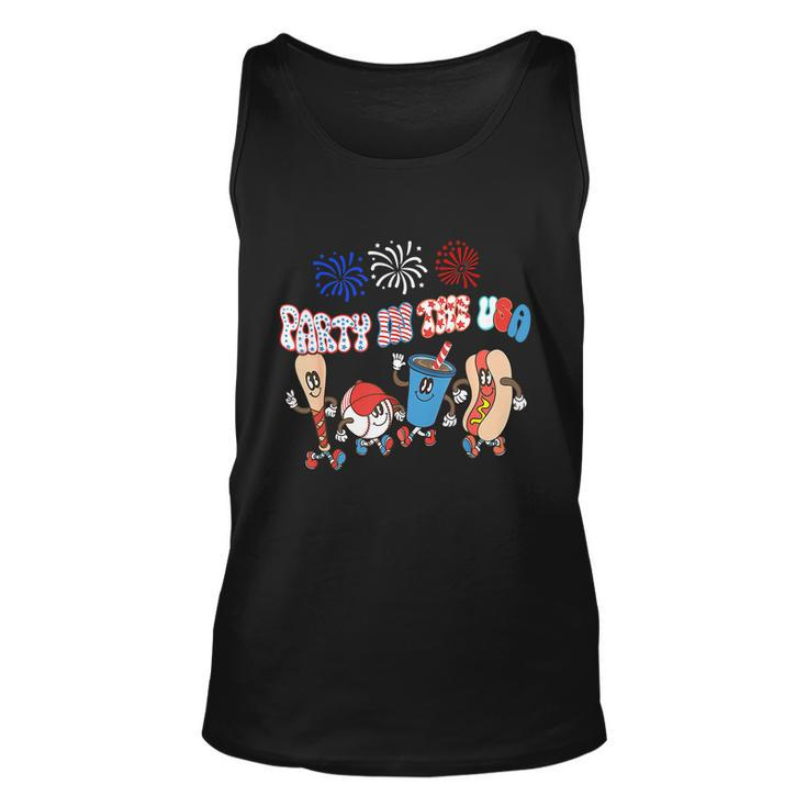 Retro Style Party In The Usa 4Th Of July Baseball Hot Dog Unisex Tank Top