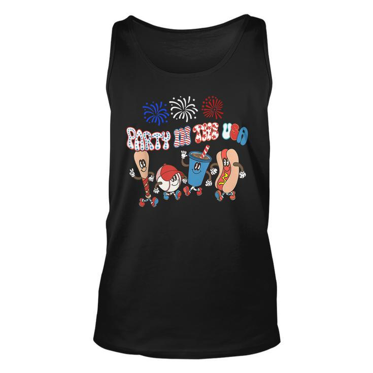 Retro Style Party In The Usa 4Th Of July Baseball Hot Dog  V2 Unisex Tank Top