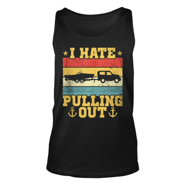 Retro Sunset I Hate Pulling Out Sarcastic Boating Captain  Men Women Tank Top Graphic Print Unisex