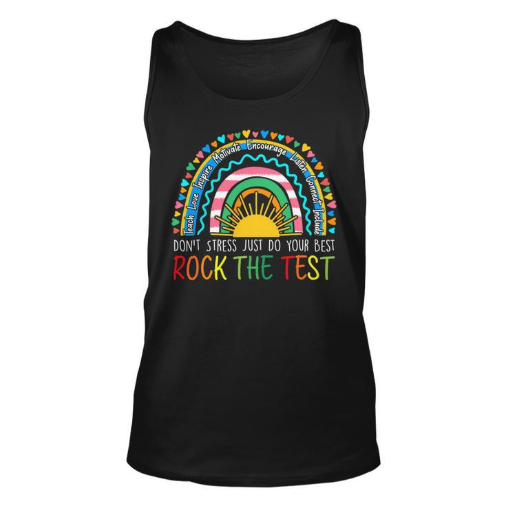 Rock The Test Teacher Test Day Testing Day Rainbow Teacher Unisex Tank Top