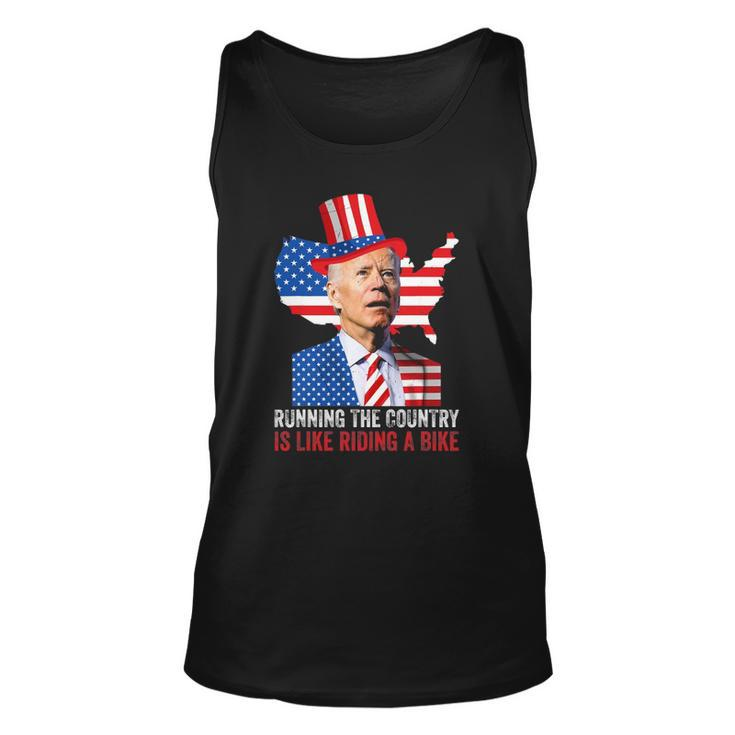 Running The Country Is Like Riding A Bike Anti Biden Unisex Tank Top