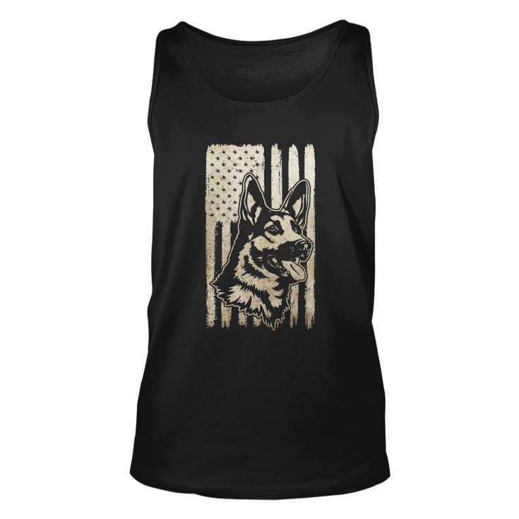 Rustic American Flag Meaningful Gift Patriotic German Shepherd Dog Lover Gift Unisex Tank Top