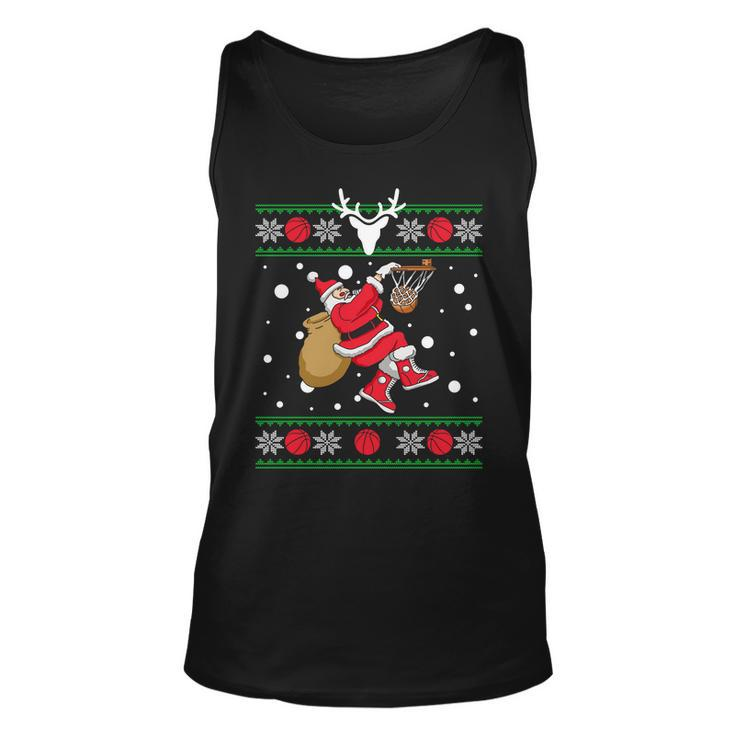 Santa Dunking Basketball Ugly Christmas Unisex Tank Top
