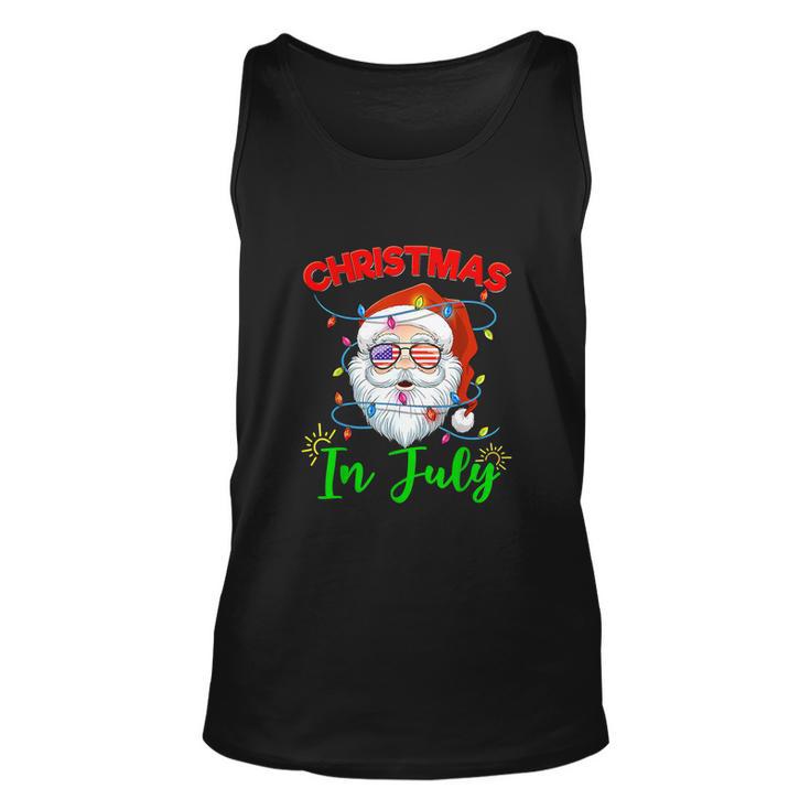 Santa Hat Sunglasses Usa Flag Christmas In July Unisex Tank Top